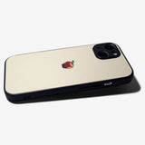 Matte beige Apple one point -camera full cover ver- glass type- (iPhone case)