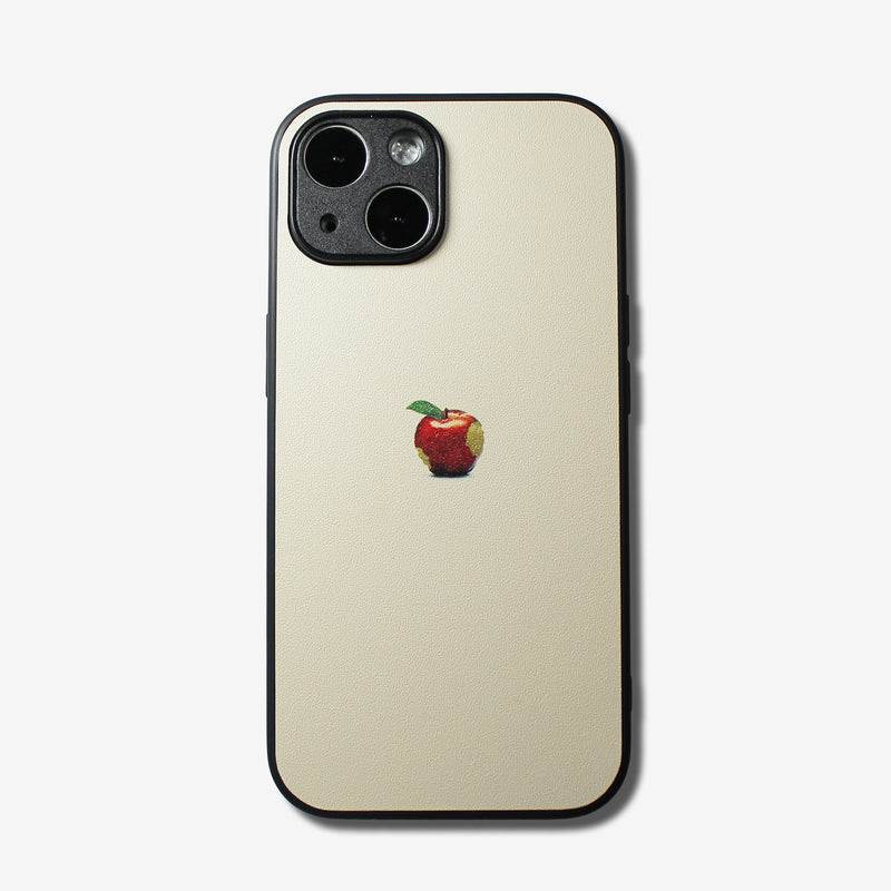 Matte beige Apple one point -camera full cover ver- glass type- (iPhone case)