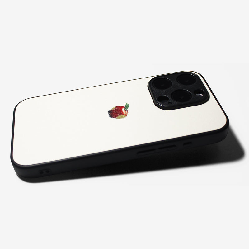 Matte White Apple one point -camera full cover ver- glass type- (iPhone case)