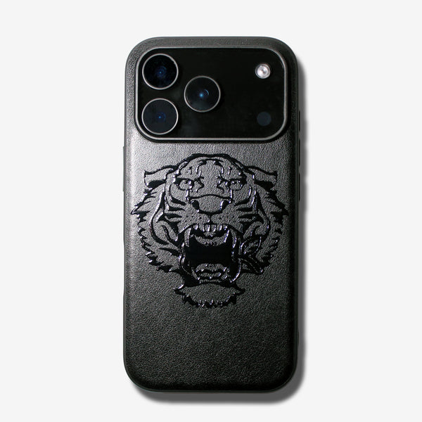 A good all】iPhoneケースレザー 特殊グロス加工タイガー 耐衝撃 16