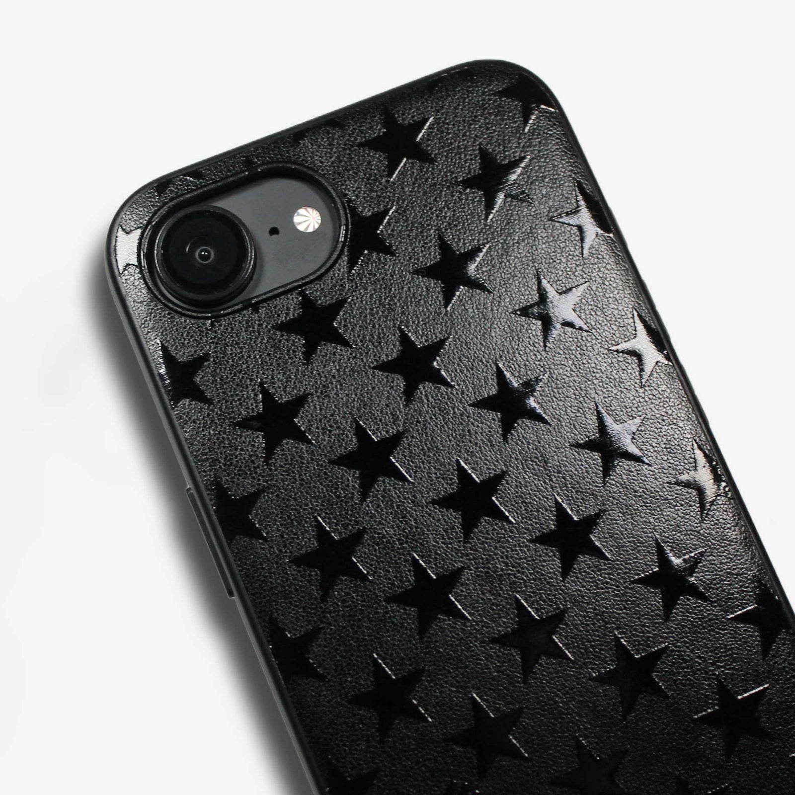 A good all】iPhoneケースレザー 特殊グロス加工シンプルスター星耐