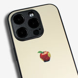 Matte beige Apple one point -camera full cover ver- glass type- (iPhone case)