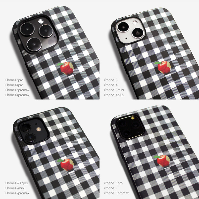 Gingham check Apple one point -basic type- (iPhone case)