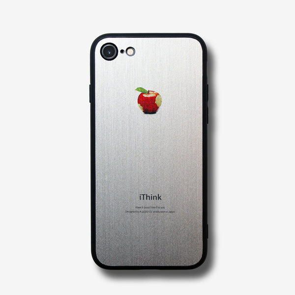 A good all】iPhoneケースカバー まるで金属 赤リンゴ アップルマーク