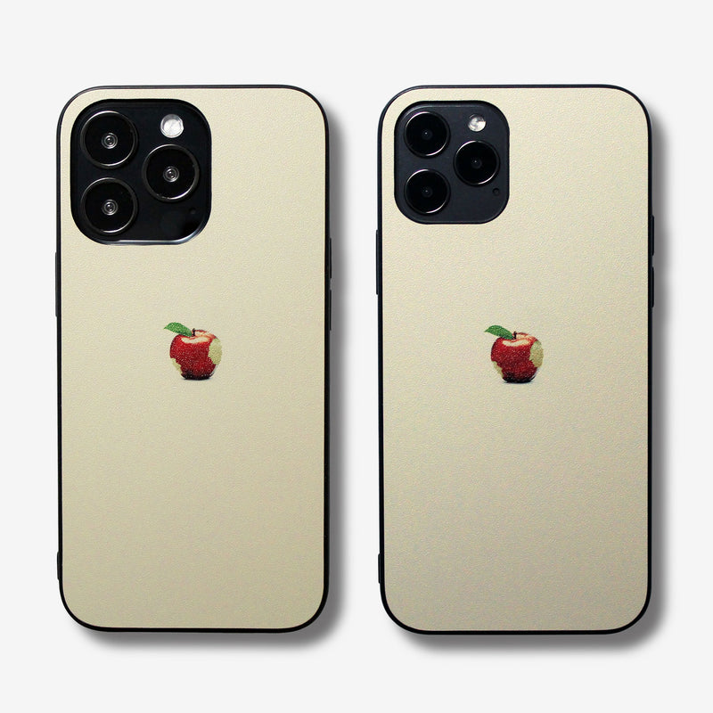 Matte beige Apple one point -glass type- (iPhone case)